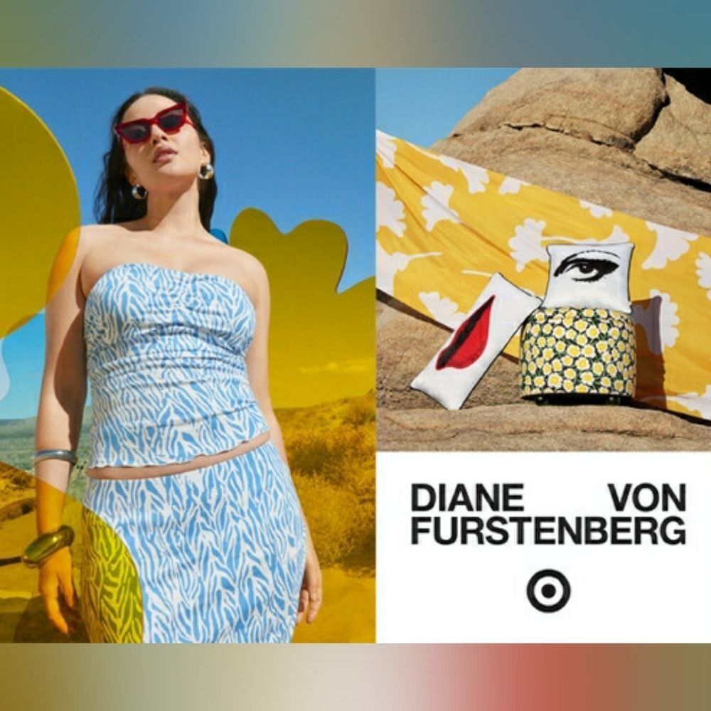 Diane von Furstenberg A-line Skirt Sea Twig Blue Plus Size Set NWT - Picture 9 of 9